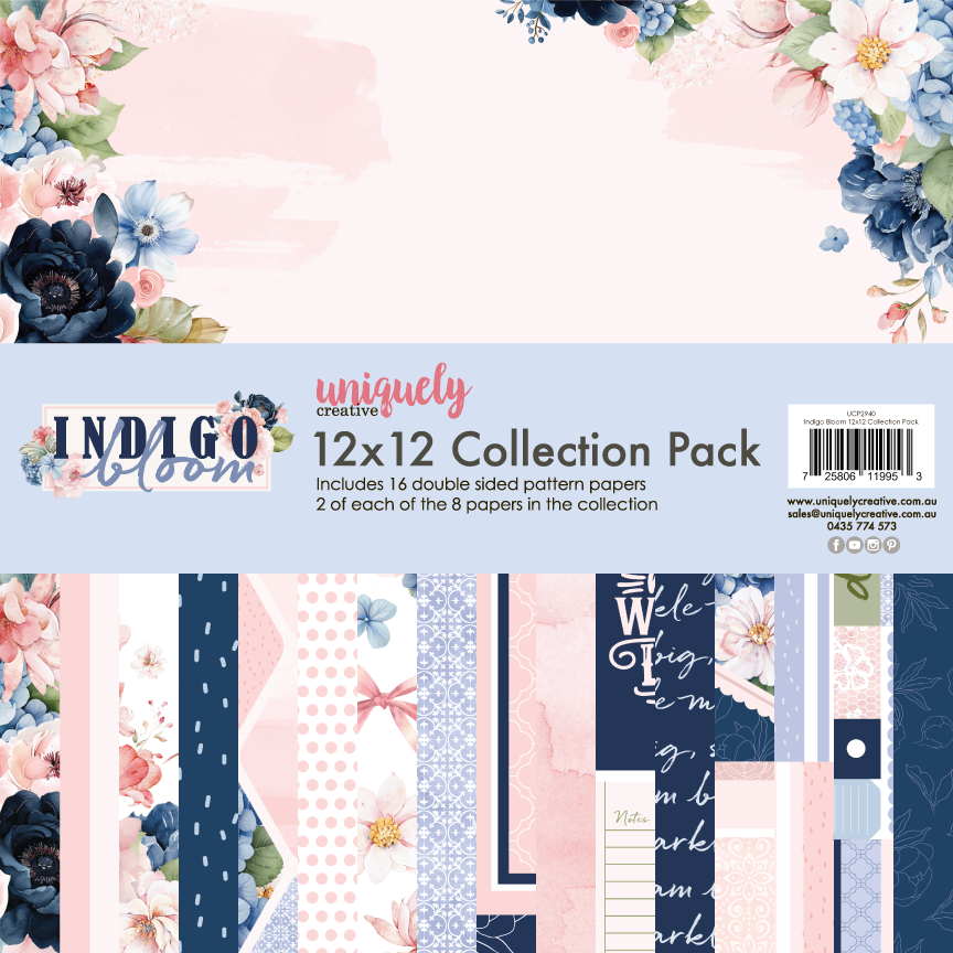UC 12x12 Paper Pack - Indigo Bloom