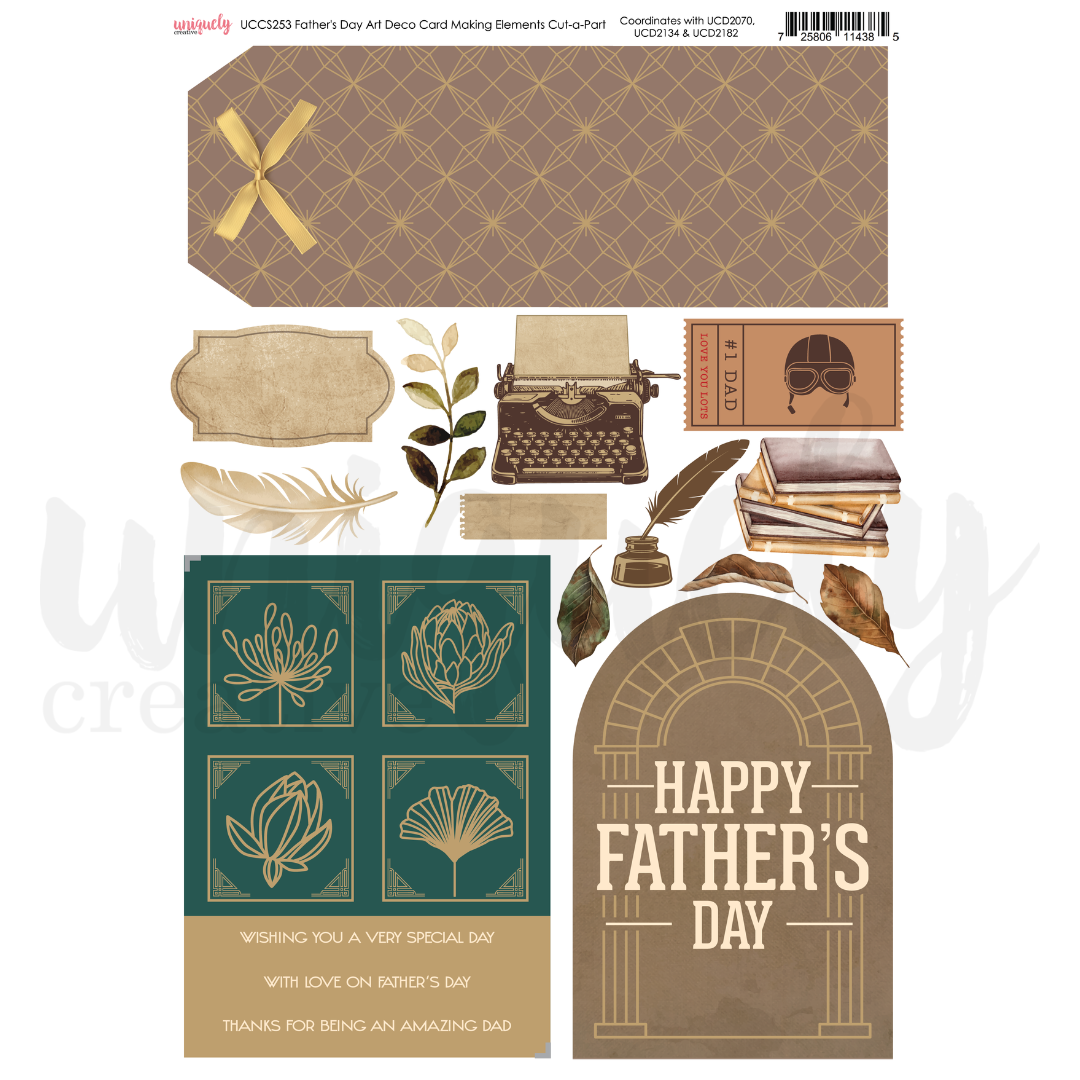 UC Father's Day Art Deco Card Making Elements Cut-a-Part Sheet