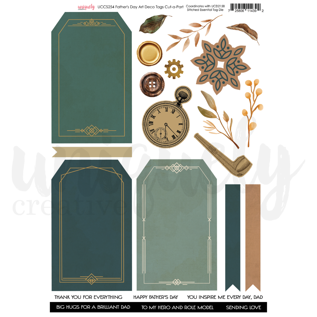 UC Father's Day Art Deco Tags Cut-a-Part Sheet