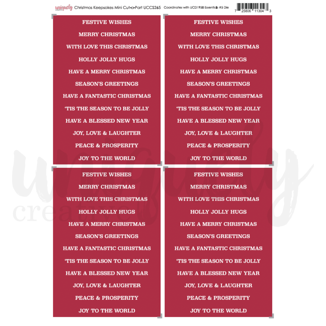 UC Christmas Keepsakes Cut-a-Part Sheet Mini