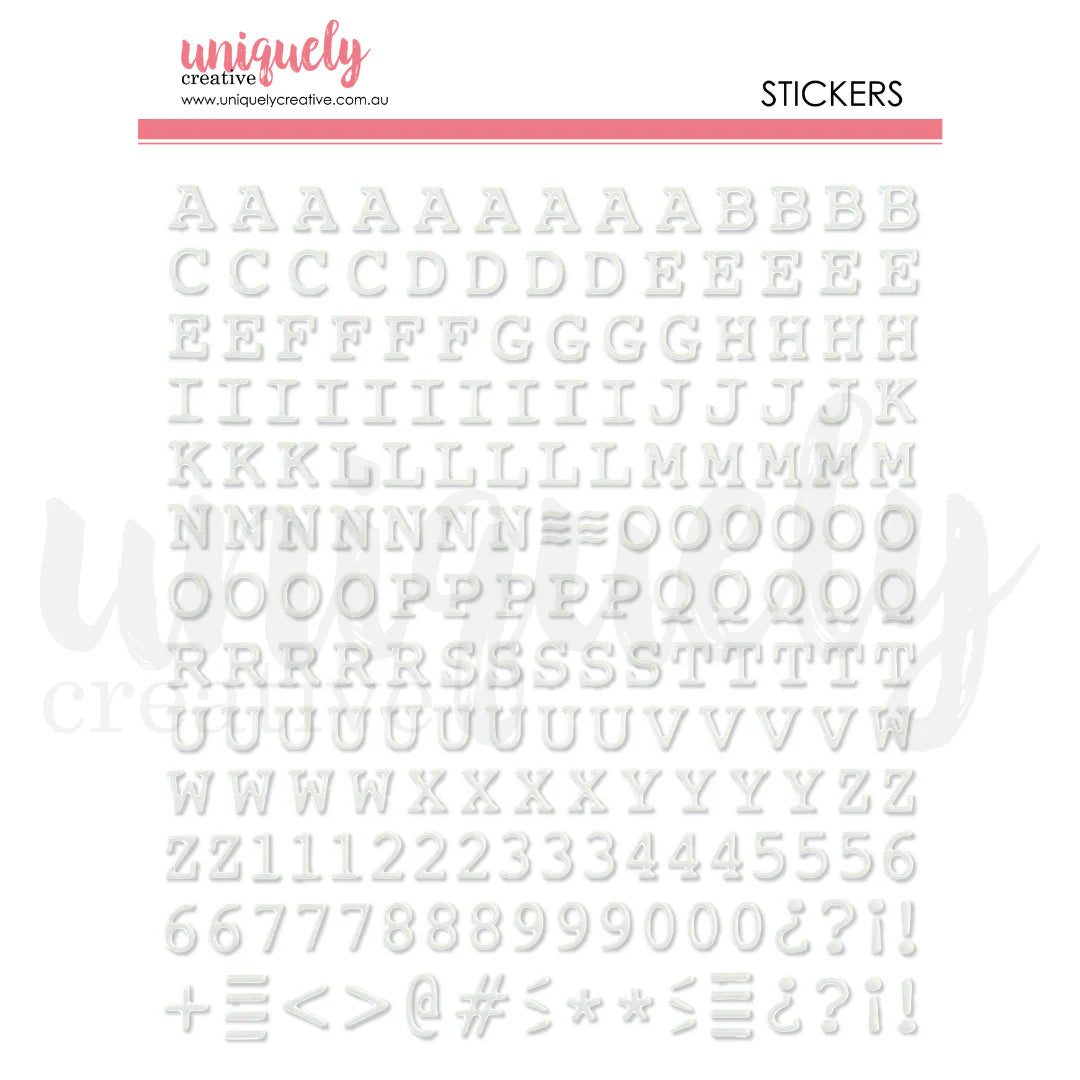 UC Puffy White Alpha Stickers - Uppercase