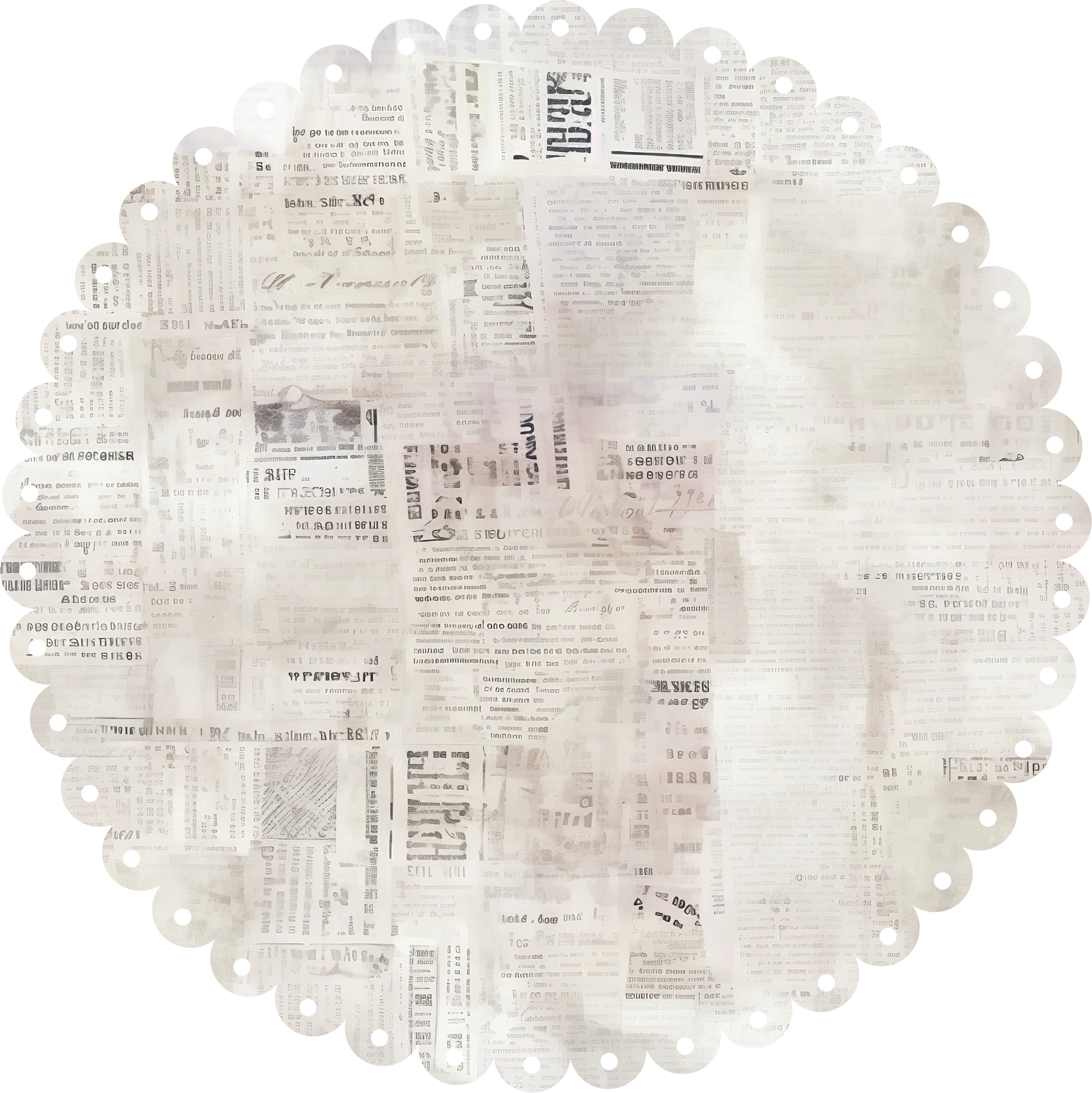 UC Newsprint Scalloped Decorative Base Layer