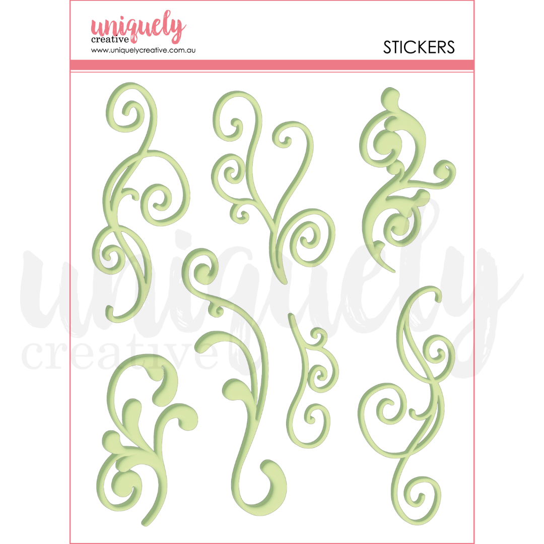 UC Green Flourish Puffy Stickers