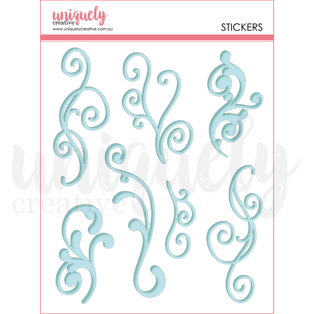 UC Blue Flourish Puffy Stickers