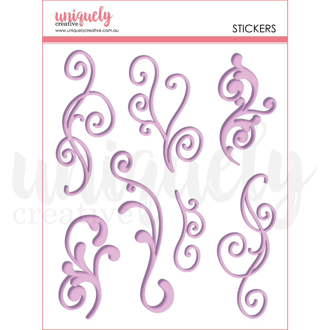 UC Purple Flourish Puffy Stickers