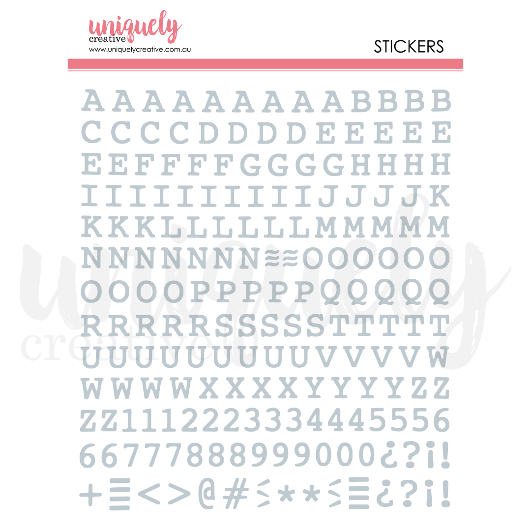 UC Puffy Silver Alpha Stickers - Uppercase