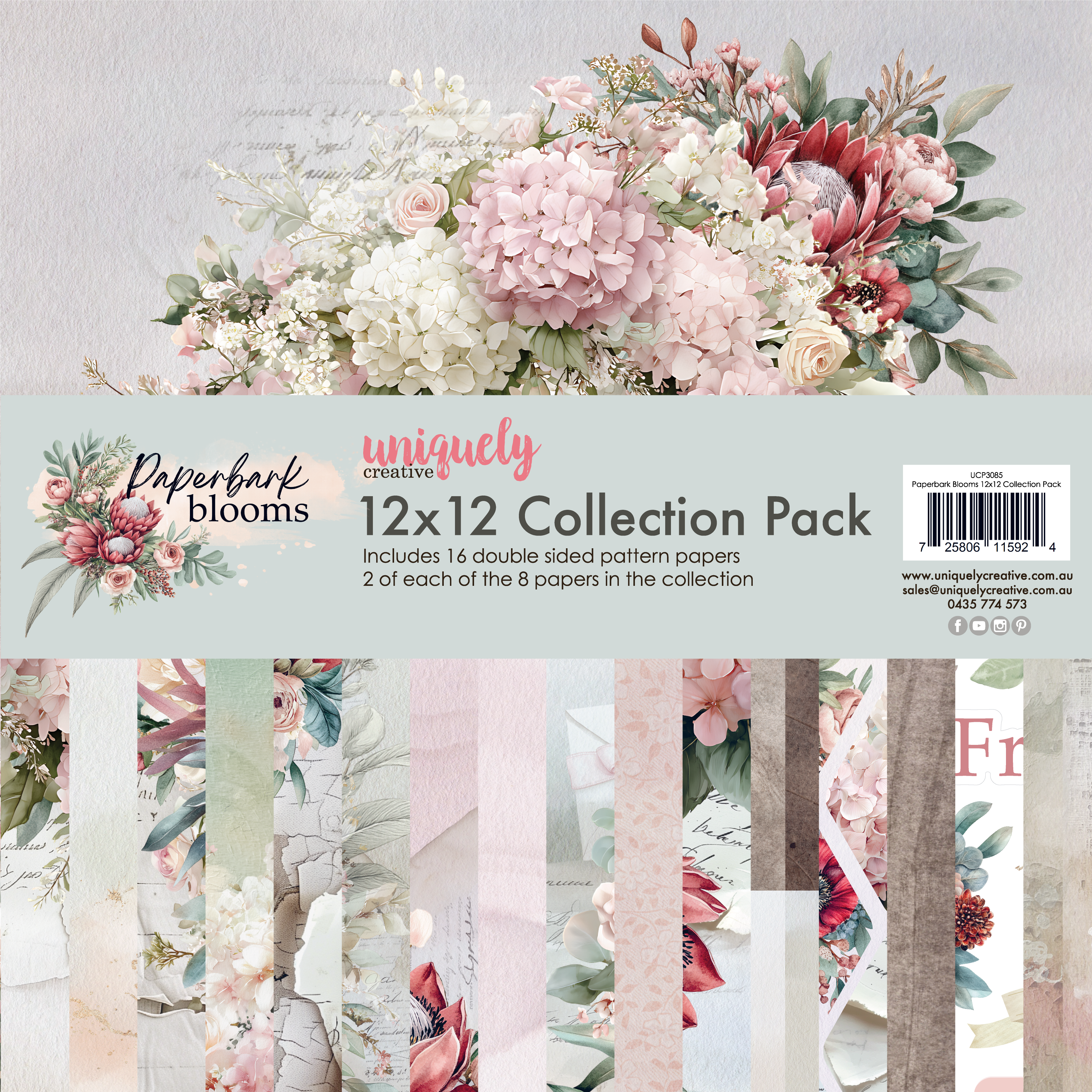 UC 12x12 Paper Pack - Paperbark Blooms